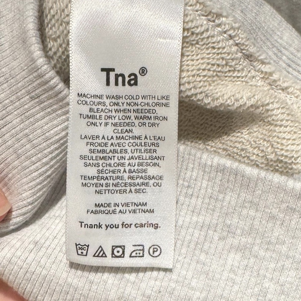 TNA Aritzia Gray Sweatfleece Terry Fleece Boyfriend Fit Hoodie Size XL - Picture 6 of 7